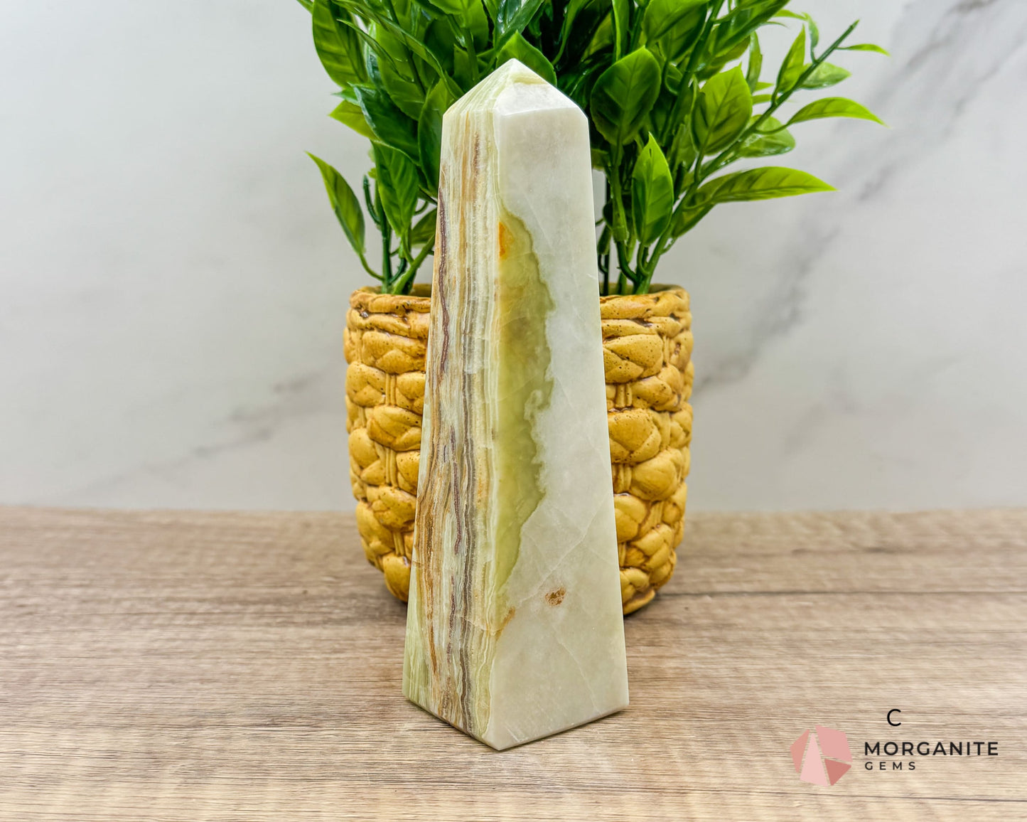 Green Onyx Tower Obelisk – Elegant Crystal for Heart Chakra, Balance & Emotional Healing-Morganite Gems