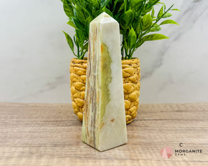 Green Onyx Tower Obelisk – Elegant Crystal for Heart Chakra, Balance & Emotional Healing-Morganite Gems