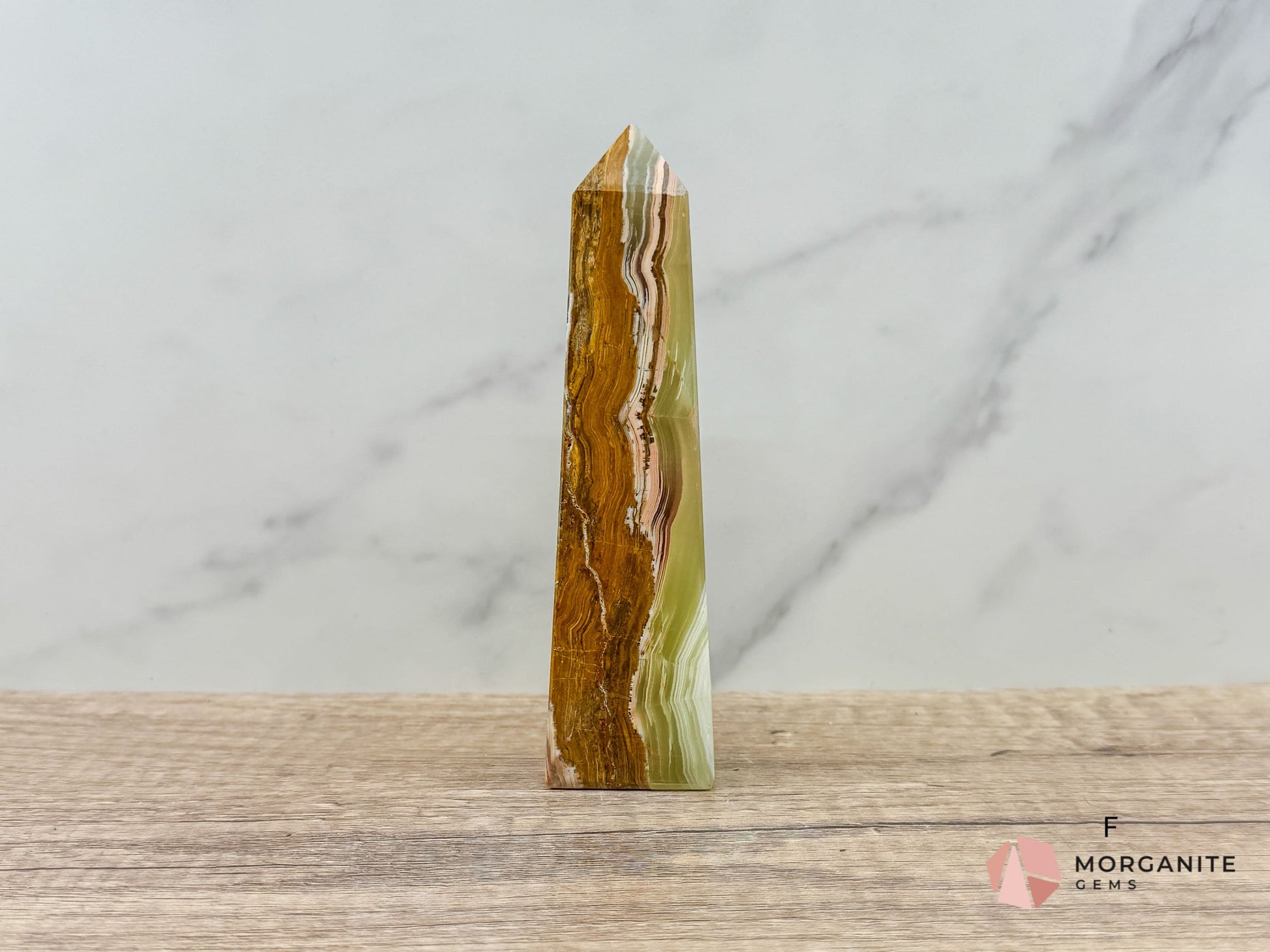 Green Onyx Tower Obelisk – Elegant Crystal for Heart Chakra, Balance & Emotional Healing-Morganite Gems