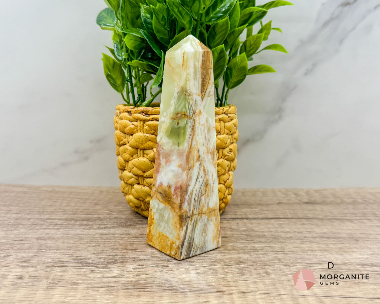 Green Onyx Tower Obelisk – Elegant Crystal for Heart Chakra, Balance & Emotional Healing-Morganite Gems