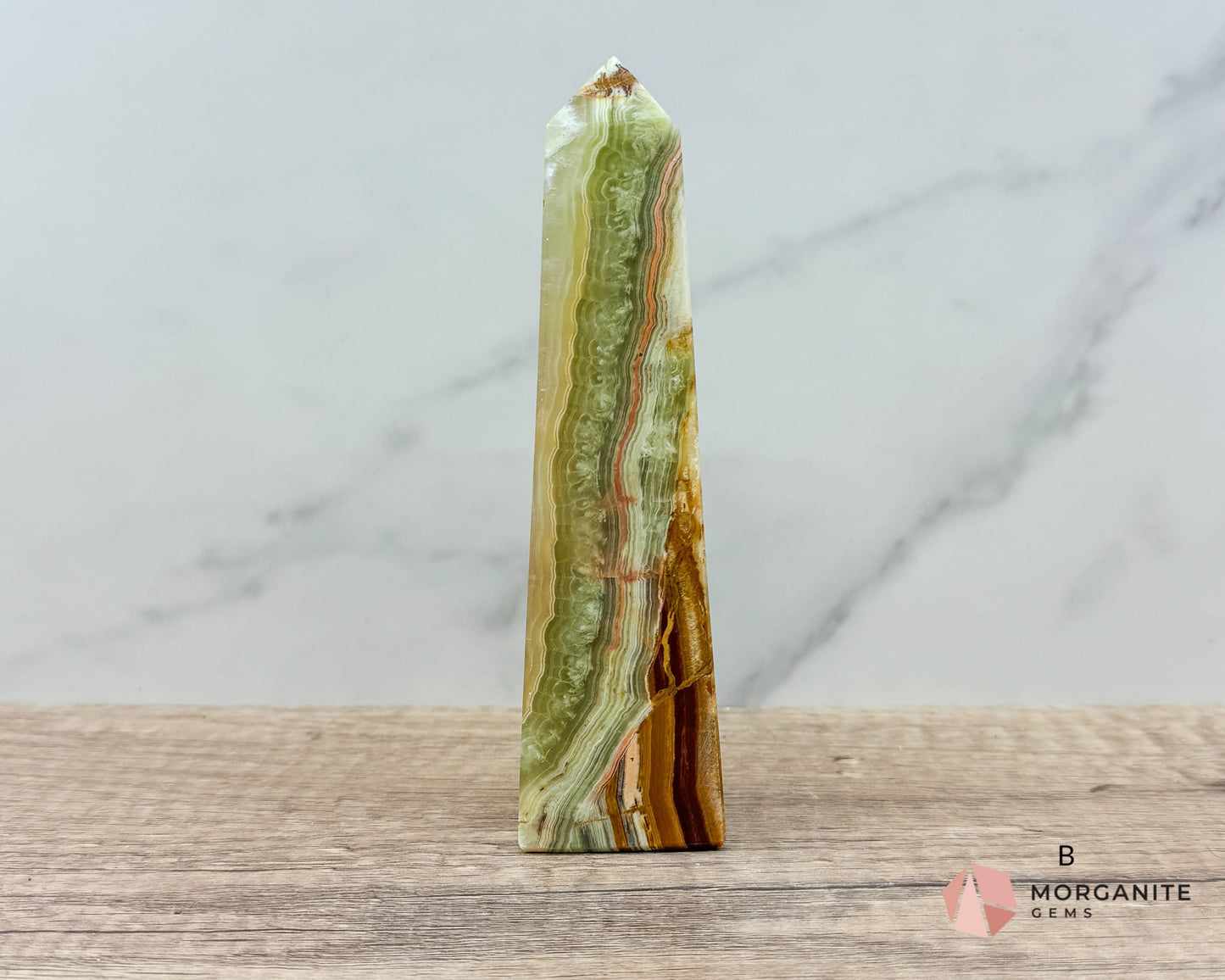 Green Onyx Tower Obelisk – Elegant Crystal for Heart Chakra, Balance & Emotional Healing-Morganite Gems