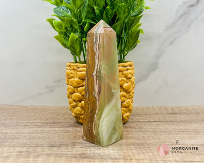 Green Onyx Tower Obelisk – Elegant Crystal for Heart Chakra, Balance & Emotional Healing-Morganite Gems