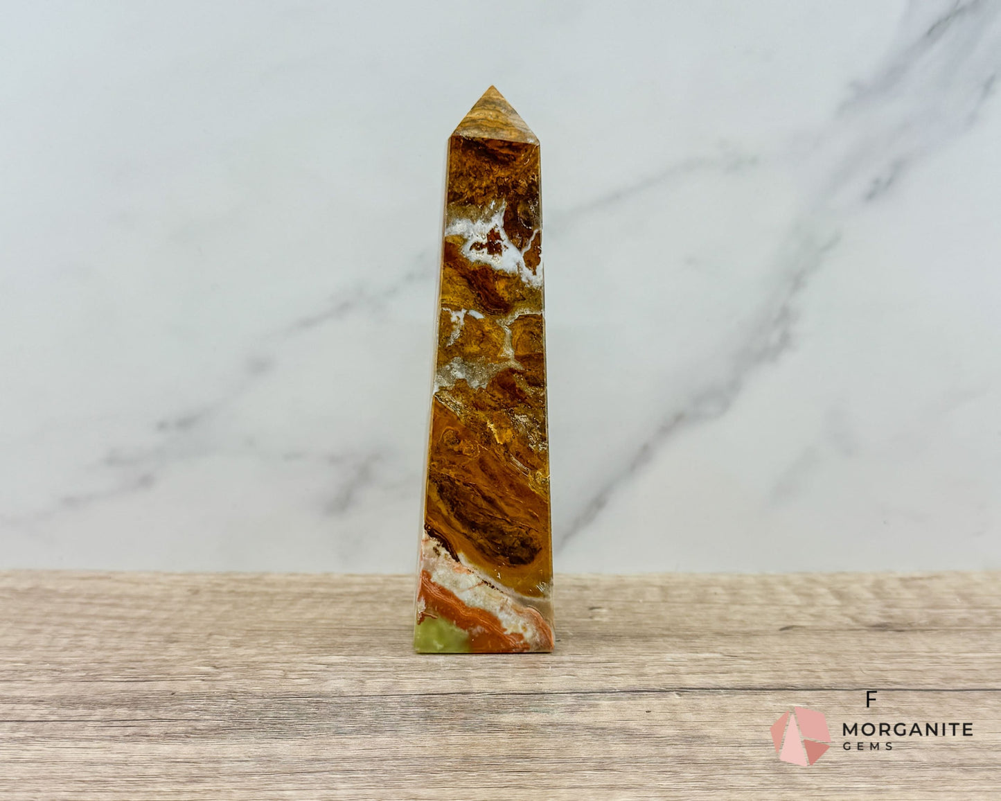 Green Onyx Tower Obelisk – Elegant Crystal for Heart Chakra, Balance & Emotional Healing-Morganite Gems