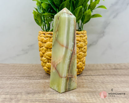 Green Onyx Tower Obelisk – Elegant Crystal for Heart Chakra, Balance & Emotional Healing-Morganite Gems