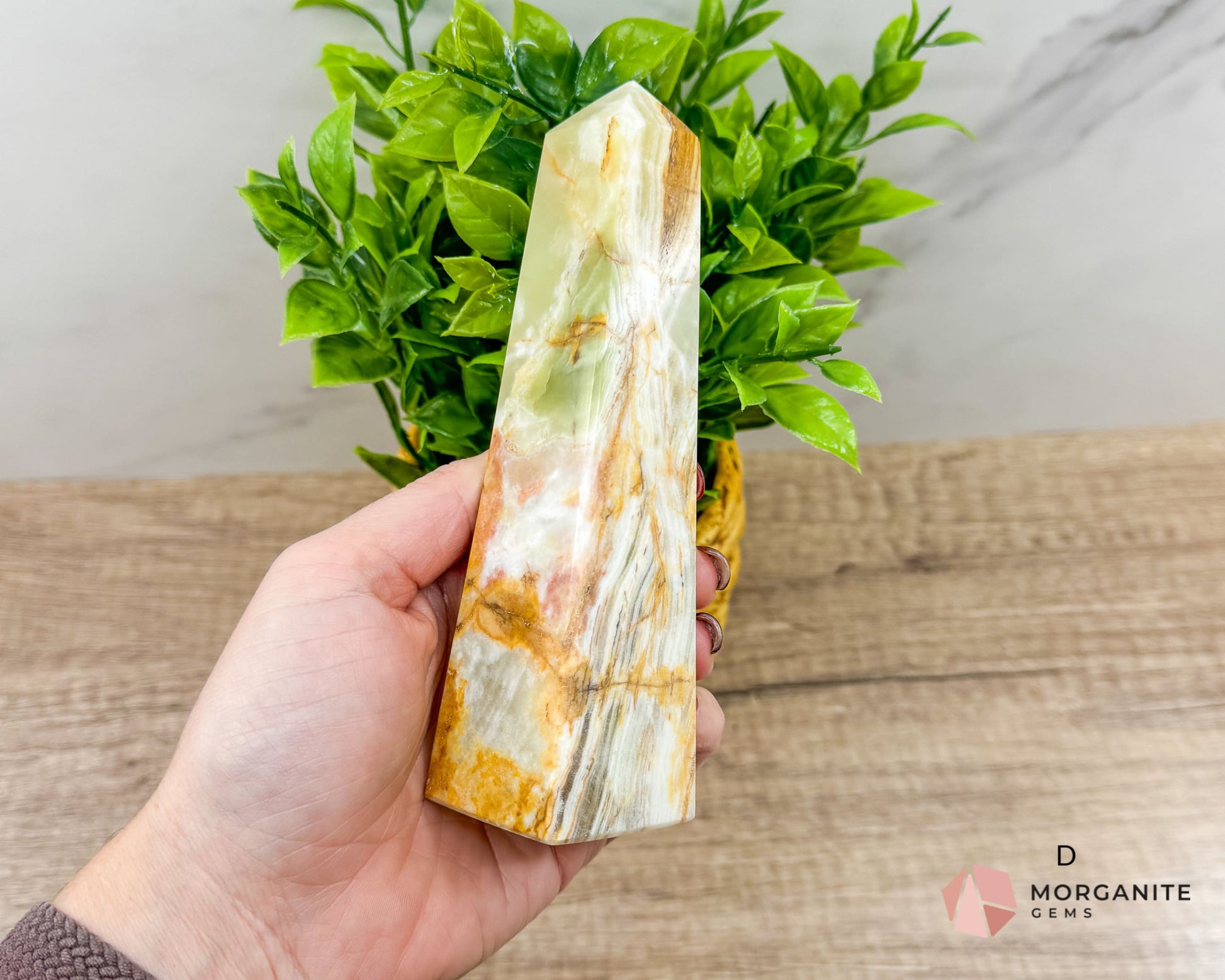 Green Onyx Tower Obelisk – Elegant Crystal for Heart Chakra, Balance & Emotional Healing-Morganite Gems