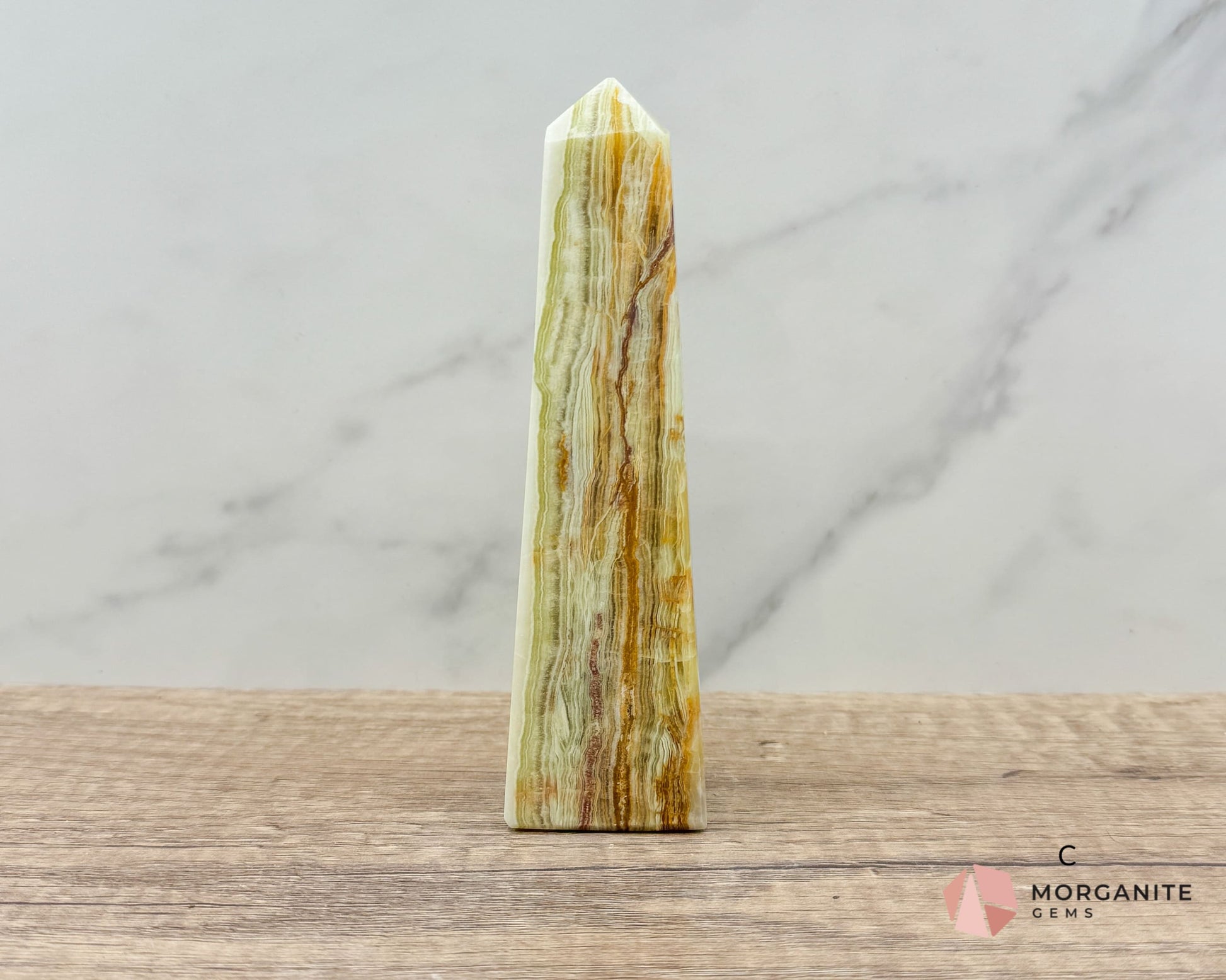 Green Onyx Tower Obelisk – Elegant Crystal for Heart Chakra, Balance & Emotional Healing-Morganite Gems