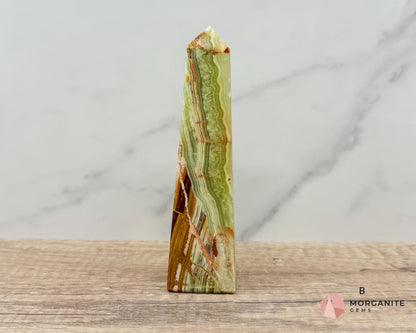 Green Onyx Tower Obelisk – Elegant Crystal for Heart Chakra, Balance & Emotional Healing-Morganite Gems