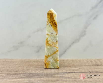 Green Onyx Tower Obelisk – Elegant Crystal for Heart Chakra, Balance & Emotional Healing-Morganite Gems