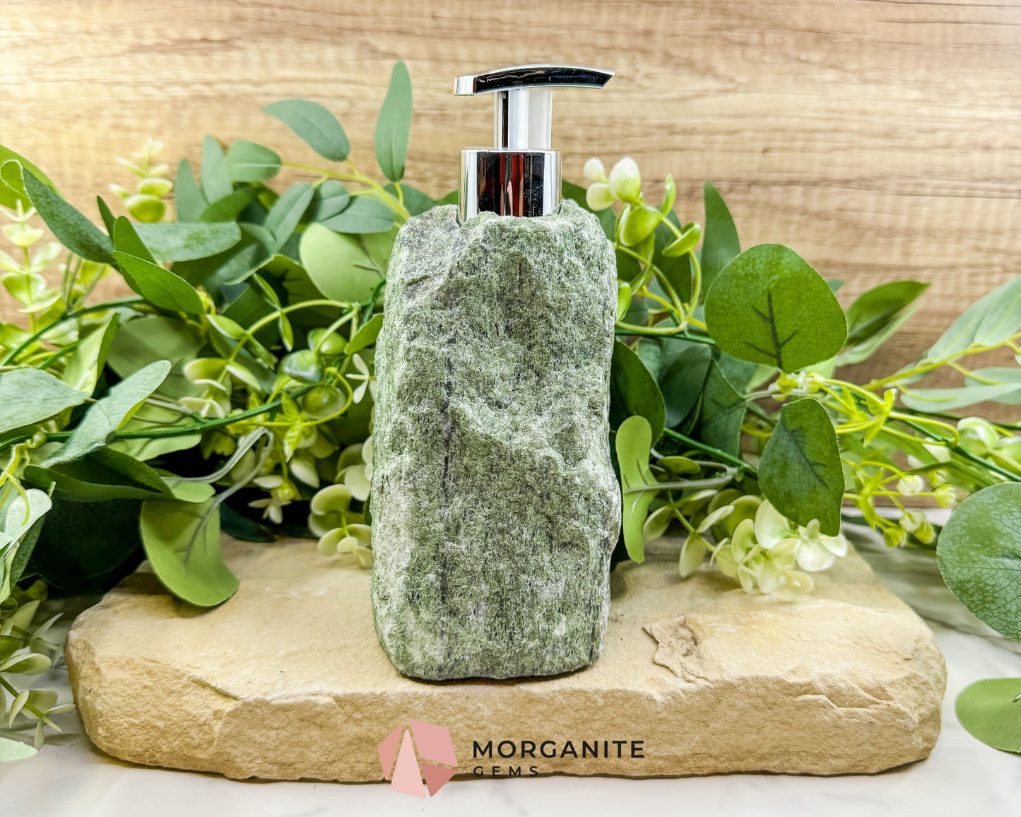 Green Tanzurine Soap Dispenser No.1 – Crystal Home Decor for Heart Chakra Abundance & Self-Care - Metaphysical Crystals