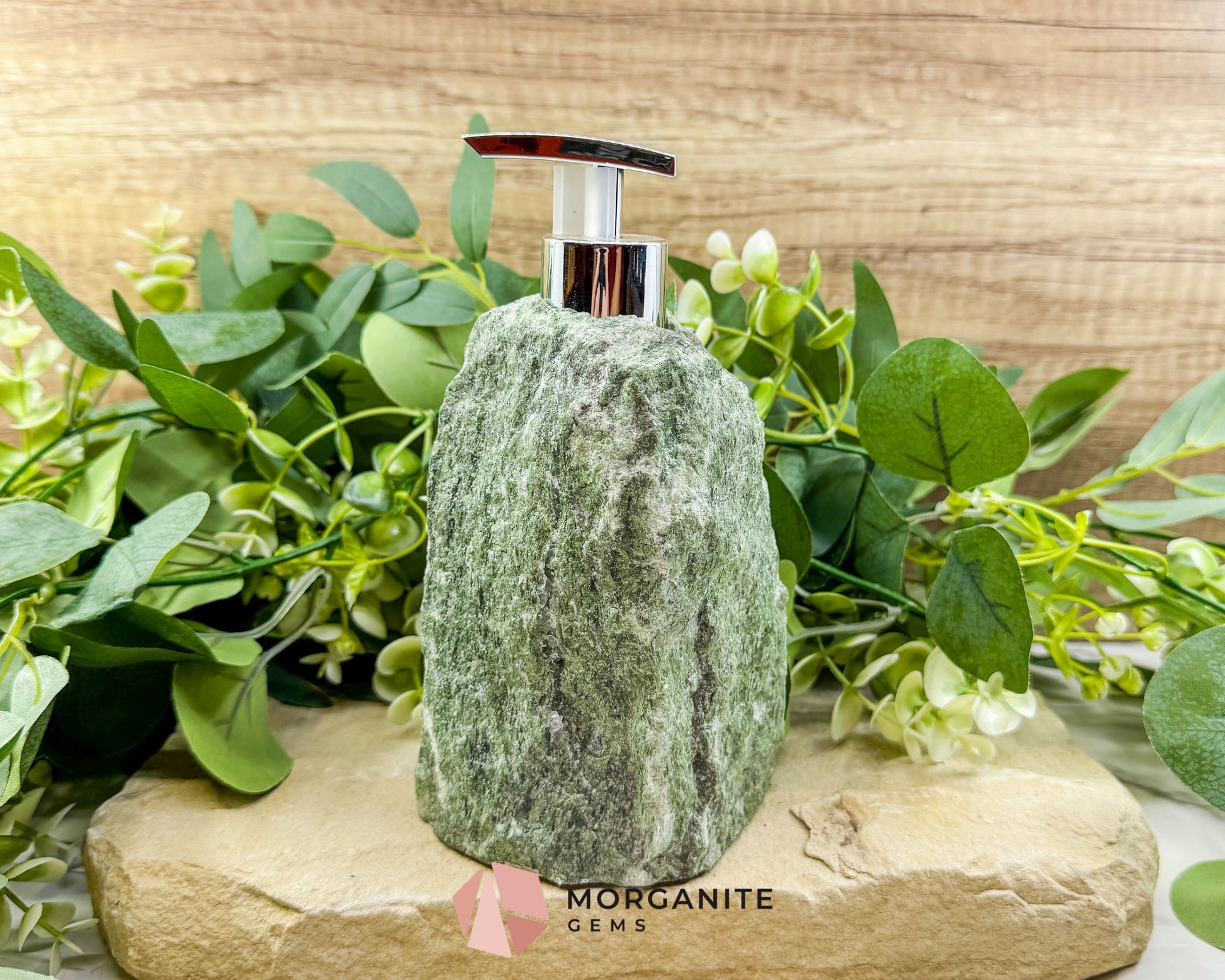 Green Tanzurine Soap Dispenser No.1 – Crystal Home Decor for Heart Chakra Abundance & Self-Care - Metaphysical Crystals