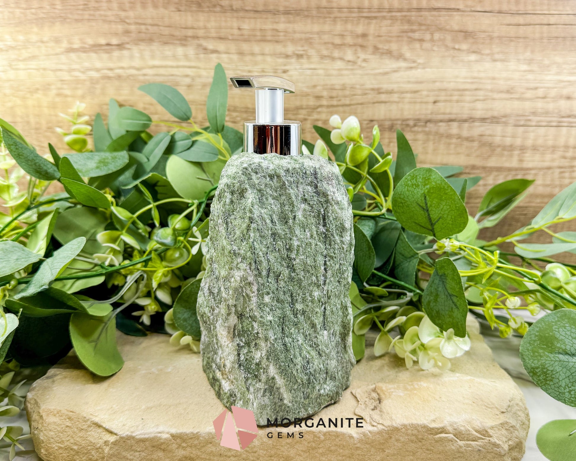 Green Tanzurine Soap Dispenser No.1 – Crystal Home Decor for Heart Chakra Abundance & Self-Care - Metaphysical Crystals