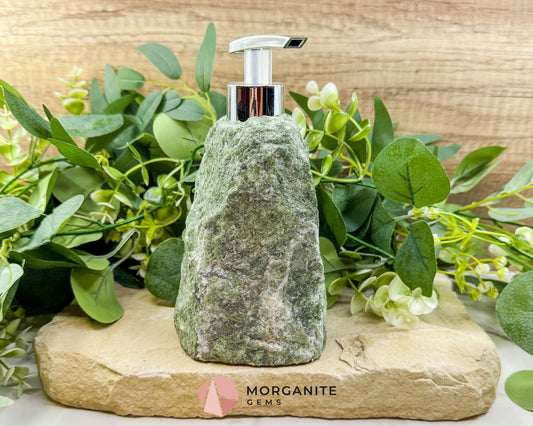 Green Tanzurine Soap Dispenser No.1 – Crystal Home Decor for Heart Chakra Abundance & Self-Care - Metaphysical Crystals