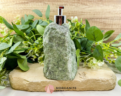 Green Tanzurine Soap Dispenser No.1 – Crystal Home Decor for Heart Chakra Abundance & Self-Care - Metaphysical Crystals