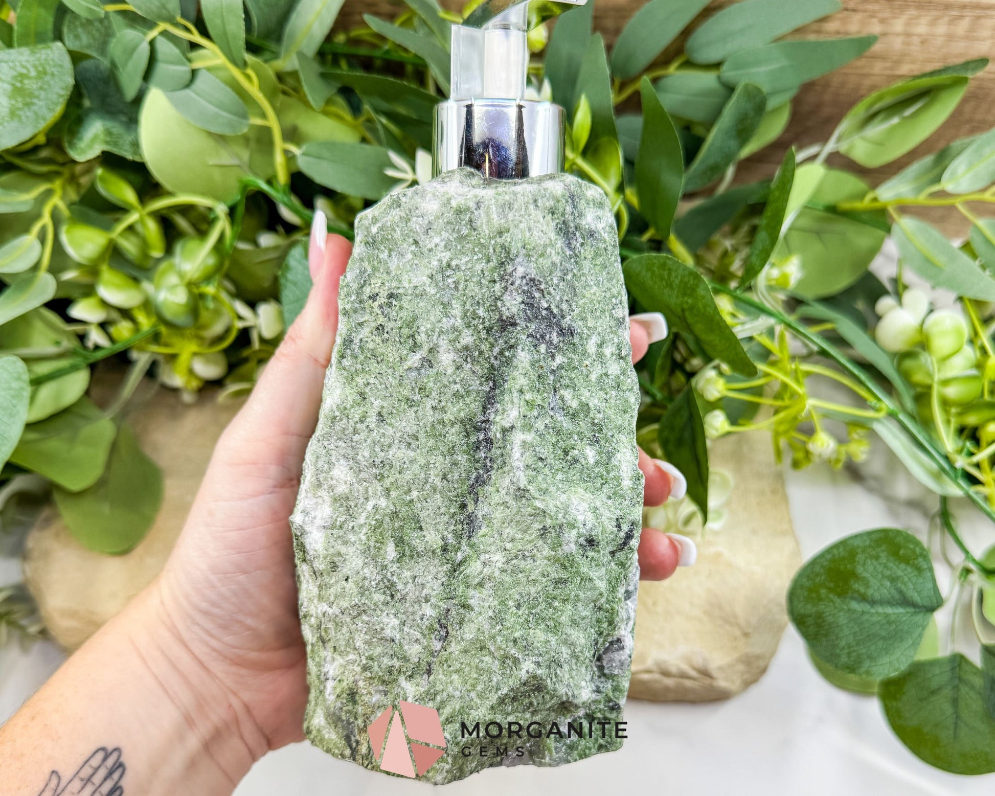 Green Tanzurine Soap Dispenser No.2 – Crystal Home Decor for Heart Chakra Abundance & Self-Care - Home & Living
