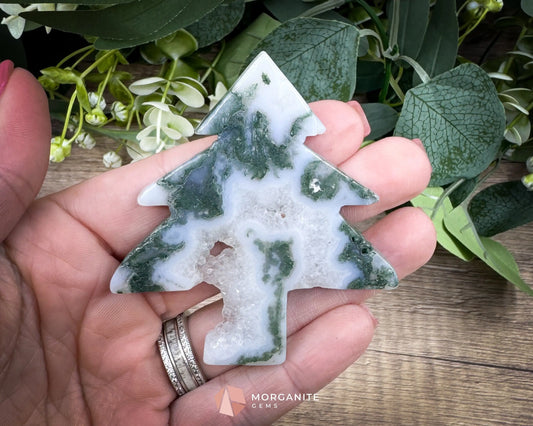 Moss Agate Tree Carving No. 2 | Self-Standing Crystal for Grounding Nature Connection & Healing - Metaphysical Crystals