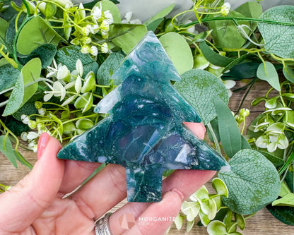 Moss Agate Tree Carving No. 6 | Self-Standing Crystal for Grounding Nature Connection & Healing - Metaphysical Crystals