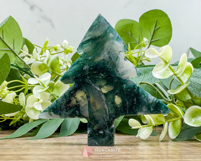 Moss Agate Tree Carving No. 6 | Self-Standing Crystal for Grounding Nature Connection & Healing - Metaphysical Crystals