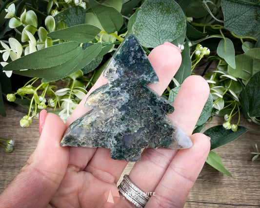 Moss Agate Tree Carving No. 3 | Self-Standing Crystal for Grounding Nature Connection & Healing - Metaphysical Crystals