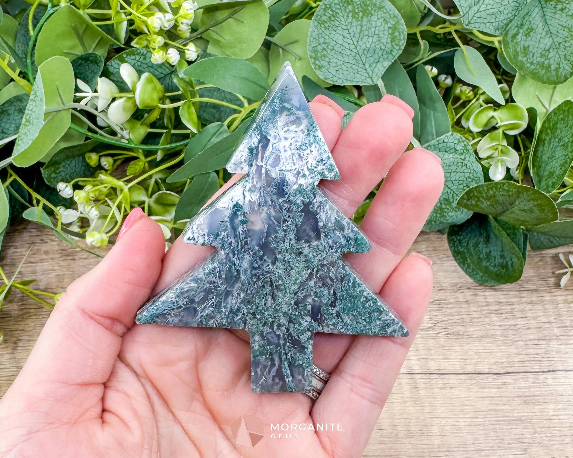 Moss Agate Tree Carving No. 9 | Self-Standing Crystal for Grounding Nature Connection & Healing - Metaphysical Crystals
