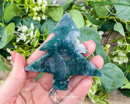 Moss Agate Tree Carving No. 6 | Self-Standing Crystal for Grounding Nature Connection & Healing - Metaphysical Crystals