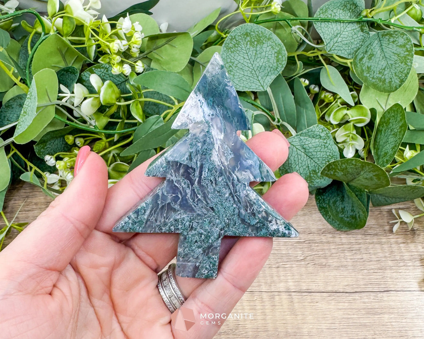 Moss Agate Tree Carving No. 9 | Self-Standing Crystal for Grounding Nature Connection & Healing - Metaphysical Crystals