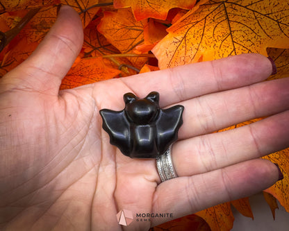 Halloween Bat Carving – Yooperlite & Obsidian Variants | 1.2″ × 1.6″ × 0.5″ | 20g Crystal Figurine