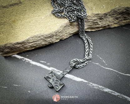 Vintage Viking Hammer Pendant Necklace – Zinc Alloy Mjolnir on 60cm Chain - Jewelry