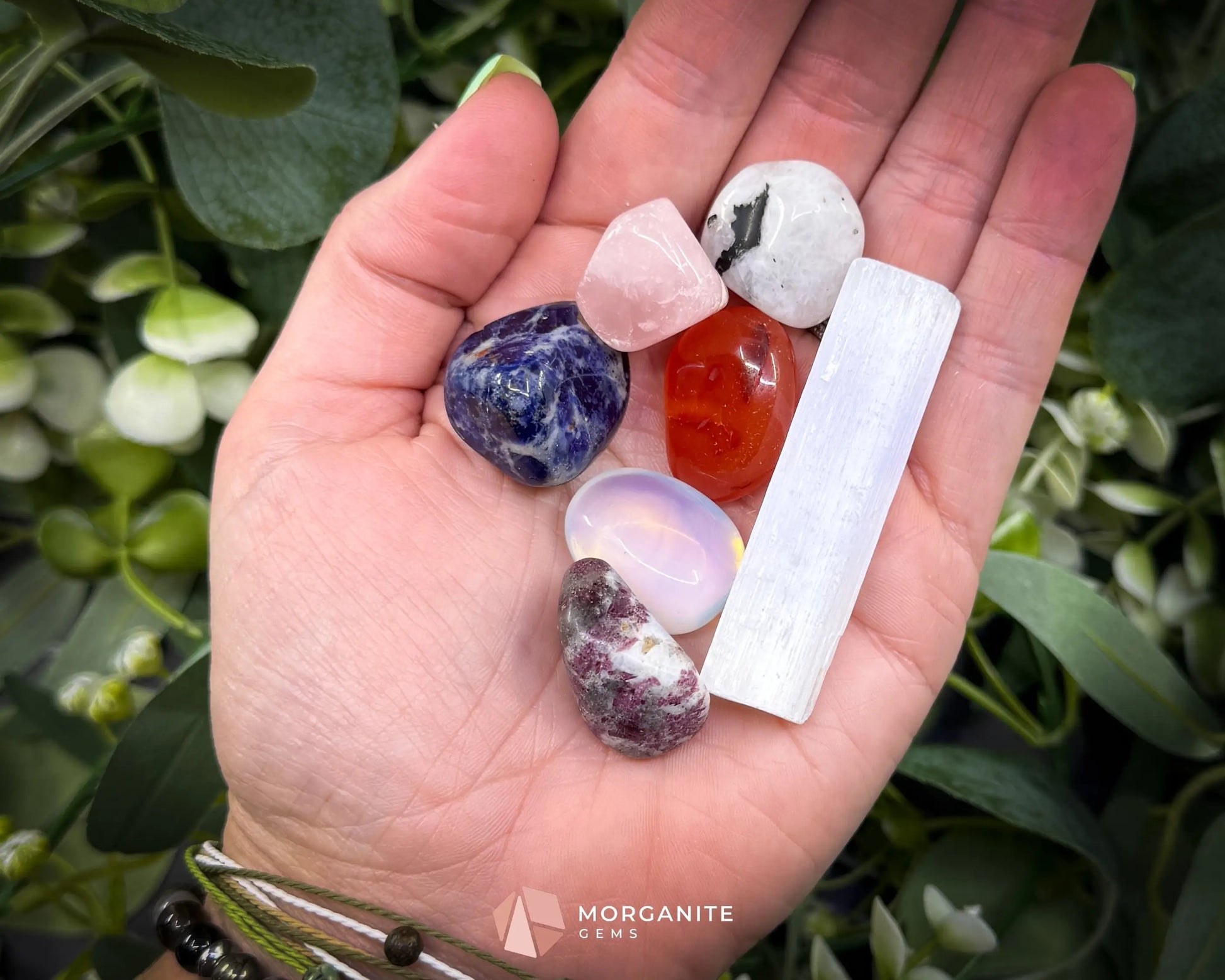 Cancer Zodiac Crystal Set | 6 Gemstones + Selenite Spiral Cage & Gift Box - Metaphysical Crystals