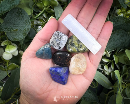 Libra Zodiac Crystal Set | 6 Gemstones + Selenite Spiral Cage & Gift Box - Metaphysical Crystals