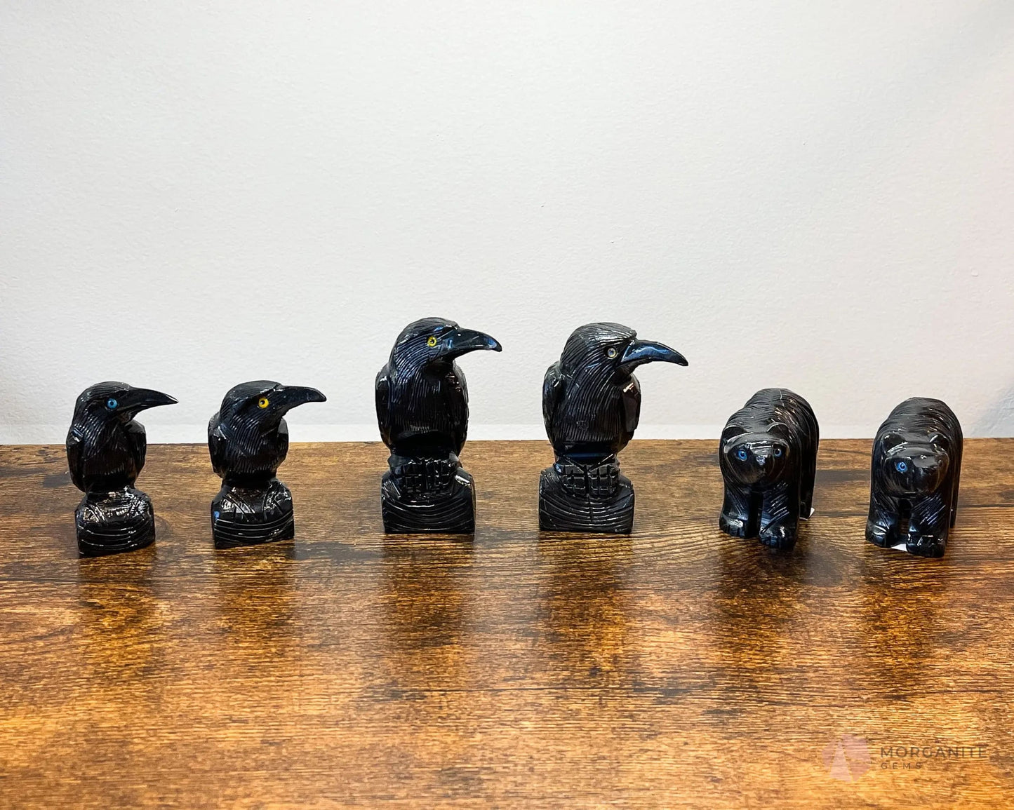 Hand-Carved Black Onyx Raven – Available in Multiple Sizes-Morganite Gems