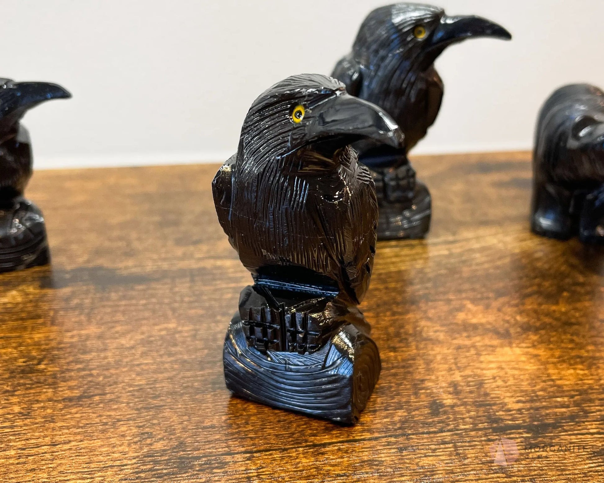 Hand-Carved Black Onyx Raven – Available in Multiple Sizes-Morganite Gems