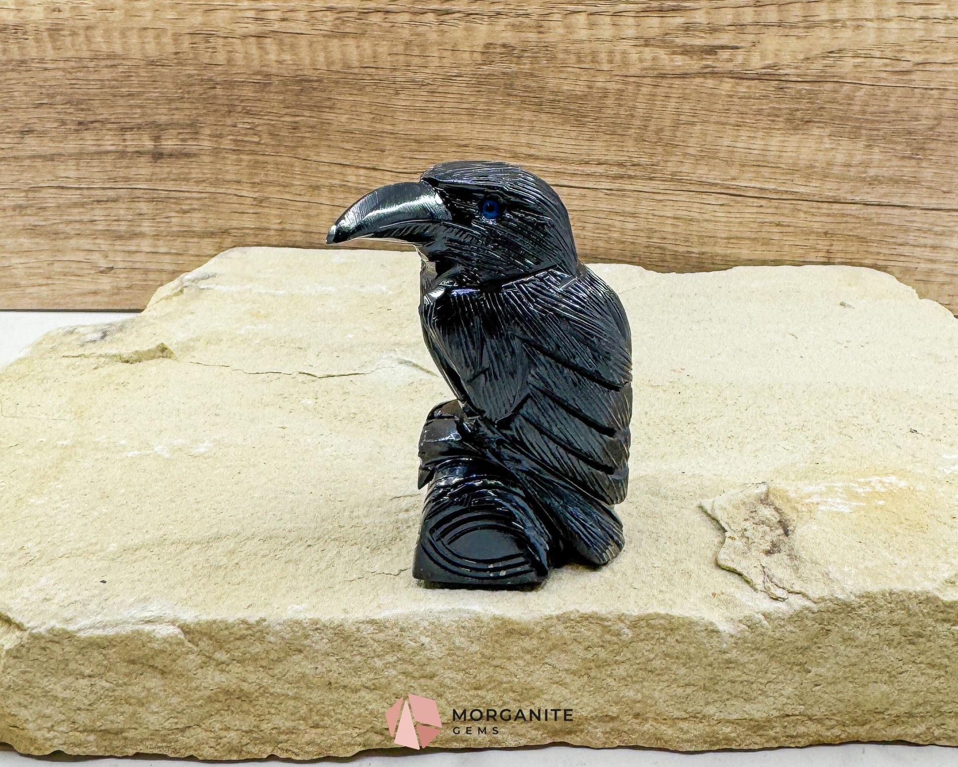 Hand-Carved Black Onyx Raven – Raven Totem in Black Onyx - Available in Multiple Sizes - Metaphysical Crystals