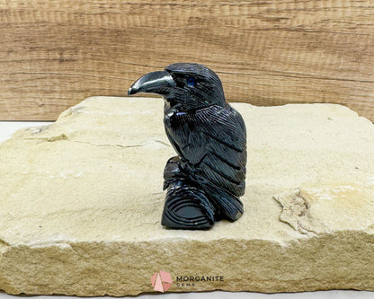 Hand-Carved Black Onyx Raven – Raven Totem in Black Onyx - Available in Multiple Sizes - Metaphysical Crystals