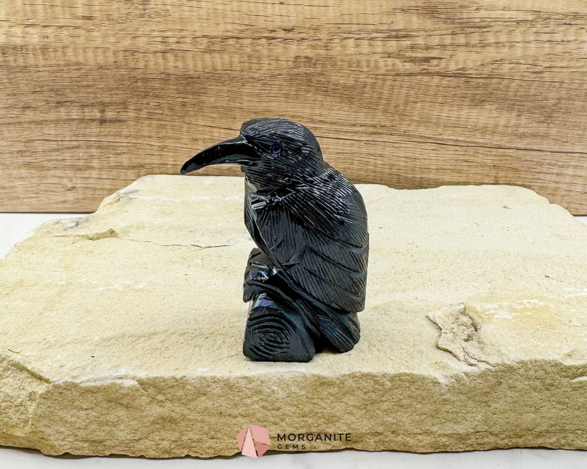 Hand-Carved Black Onyx Raven – Raven Totem in Black Onyx - Available in Multiple Sizes - Metaphysical Crystals