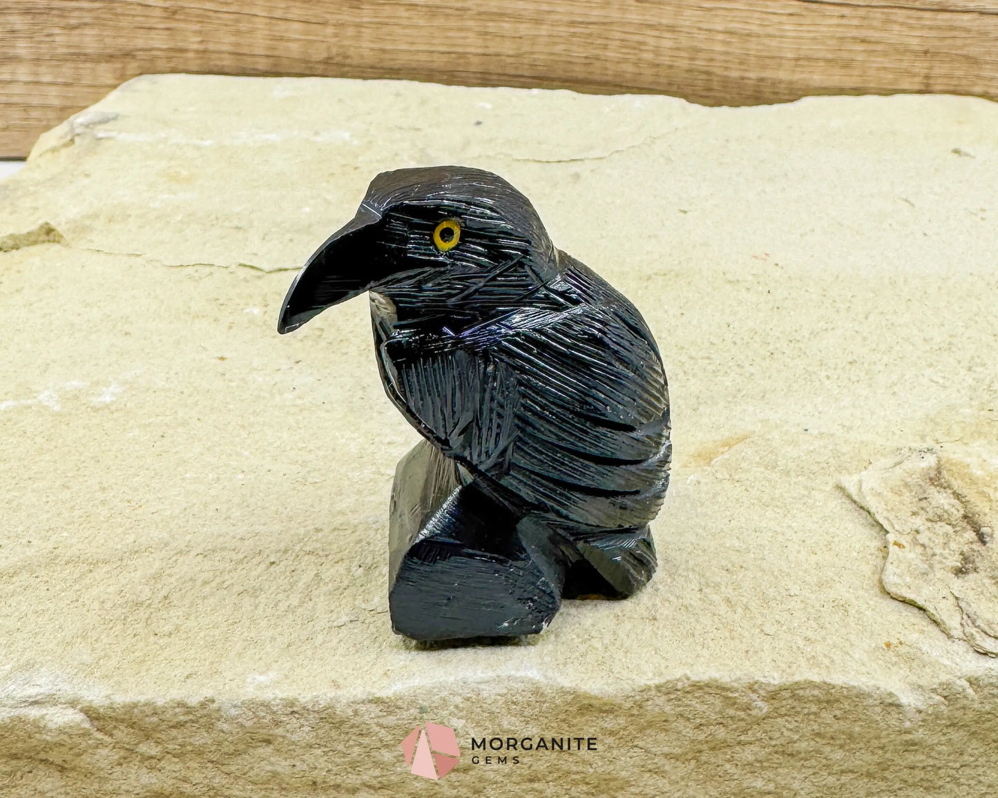 Hand-Carved Black Onyx Raven – Raven Totem in Black Onyx - Available in Multiple Sizes - Metaphysical Crystals