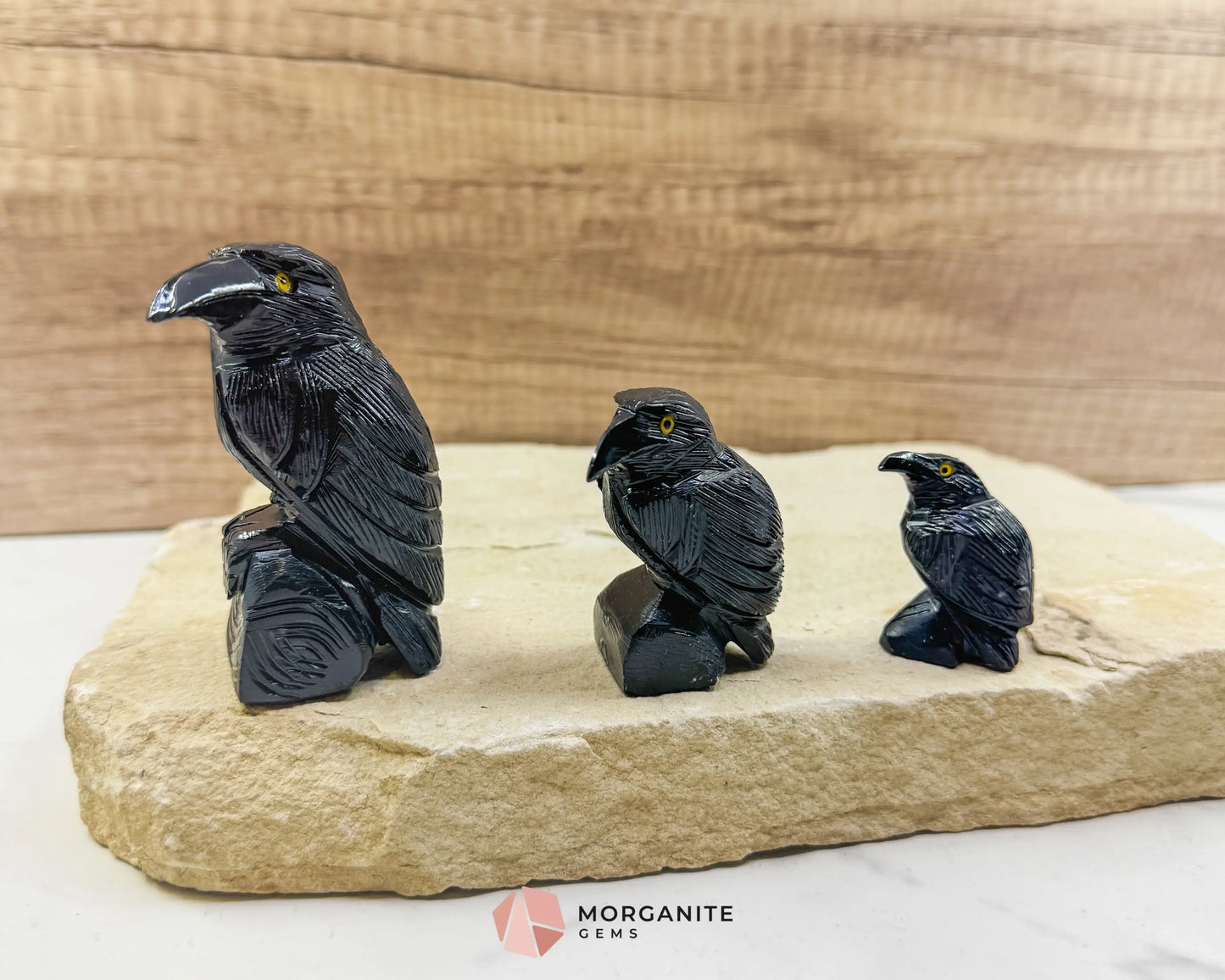Hand-Carved Black Onyx Raven – Raven Totem in Black Onyx - Available in Multiple Sizes - Metaphysical Crystals