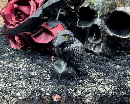Hand-Carved Black Onyx Raven – Raven Totem in Black Onyx - Available in Multiple Sizes - Metaphysical Crystals