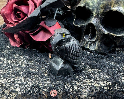 Hand-Carved Black Onyx Raven – Raven Totem in Black Onyx - Available in Multiple Sizes - Metaphysical Crystals
