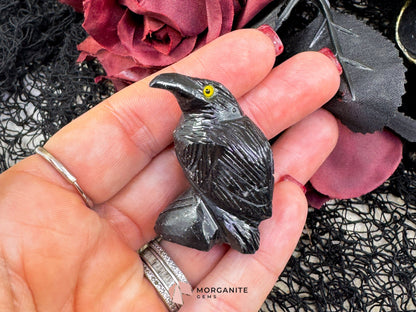 Hand-Carved Black Onyx Raven – Raven Totem in Black Onyx - Available in Multiple Sizes - Metaphysical Crystals