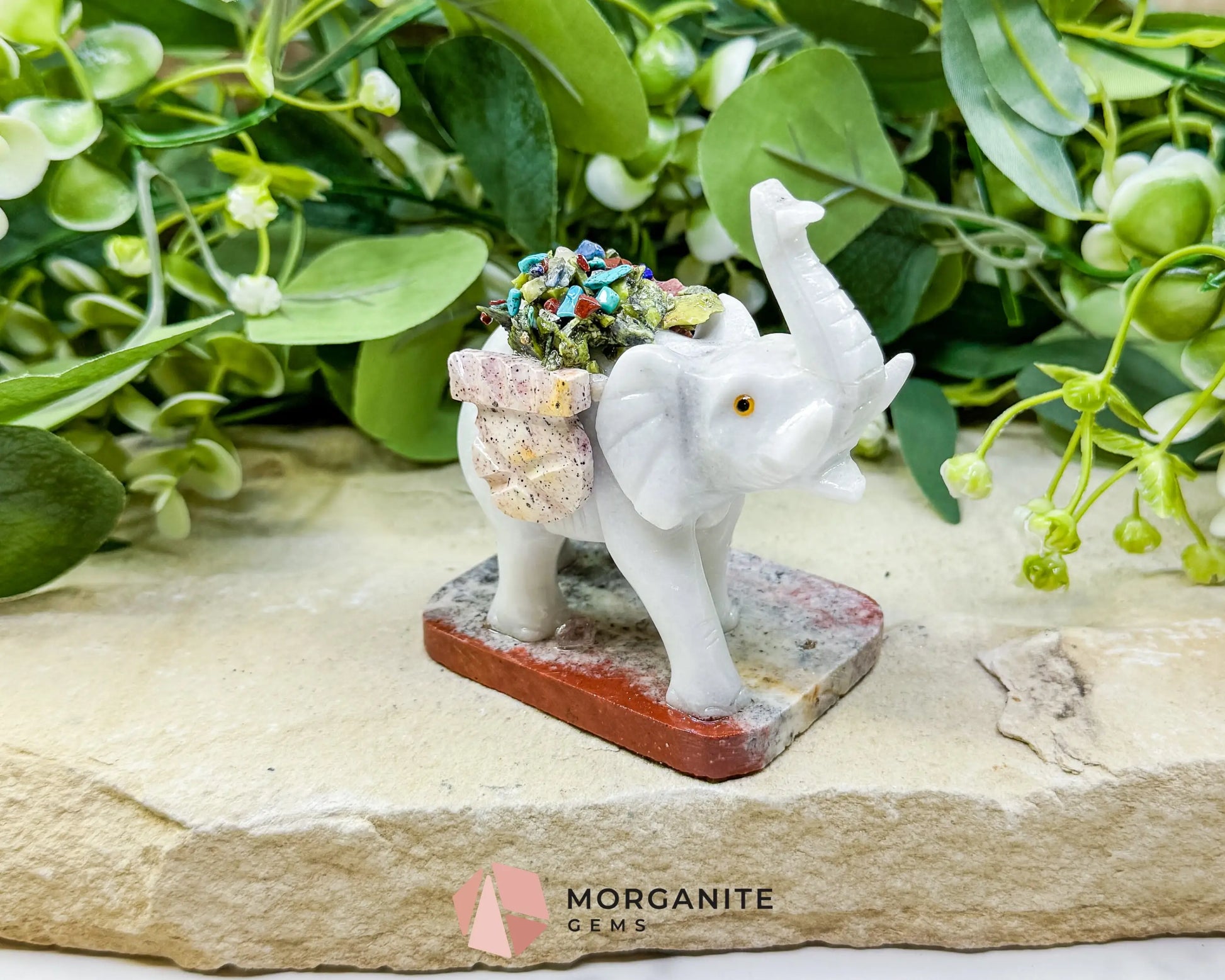 Hand-Carved Elephant Crystal Pen Holder (270g) - Good Luck Wisdom & Stability Sculpture - Metaphysical Crystals