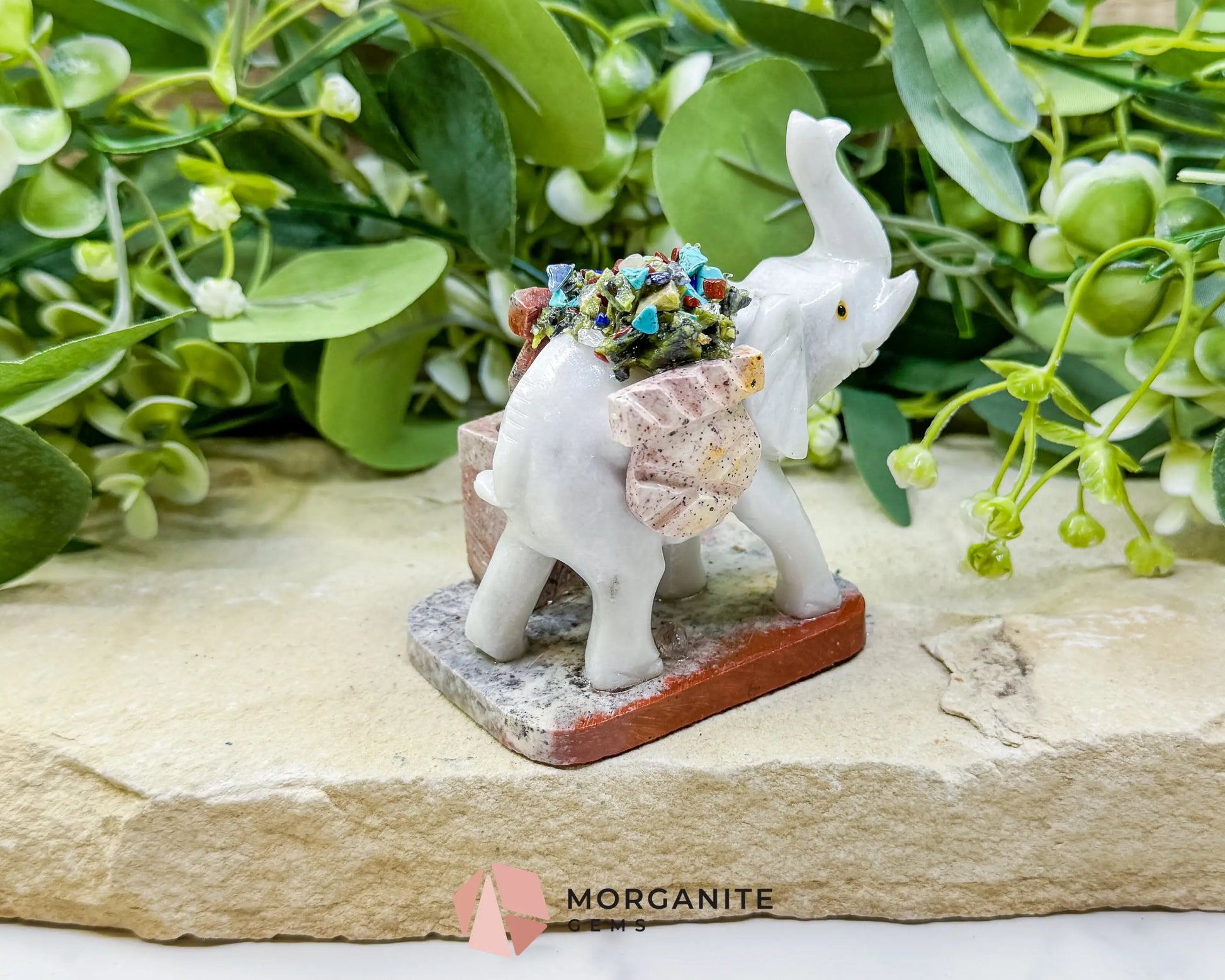 Hand-Carved Elephant Crystal Pen Holder (270g) - Good Luck Wisdom & Stability Sculpture - Metaphysical Crystals