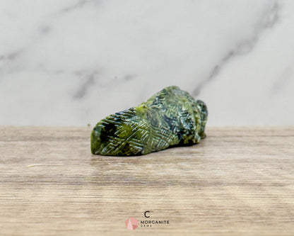 Hand-Carved Iguana in Green Serpentine – Unique & One-of-a-Kind Sculpture - Metaphysical Crystals