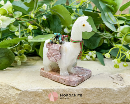Hand-Carved Llama Crystal Pen Holder (228g) - White Stone Sculpture for Focus & Endurance - Metaphysical Crystals