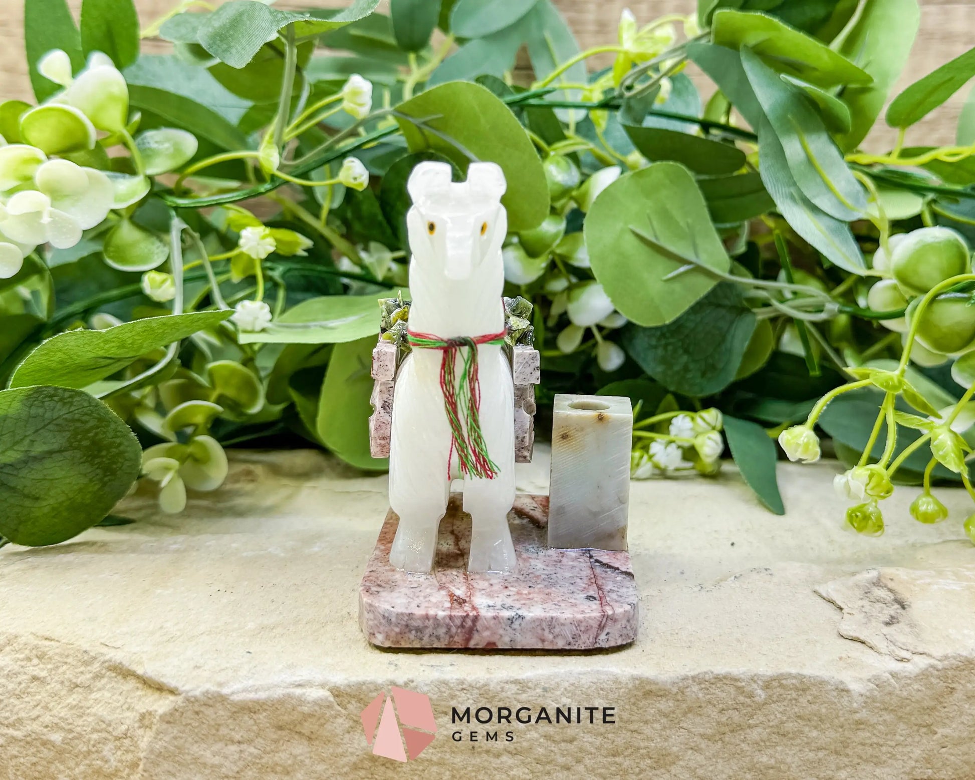 Hand-Carved Llama Crystal Pen Holder (228g) - White Stone Sculpture for Focus & Endurance - Metaphysical Crystals