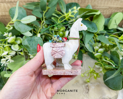 Hand-Carved Llama Crystal Pen Holder (228g) - White Stone Sculpture for Focus & Endurance - Metaphysical Crystals