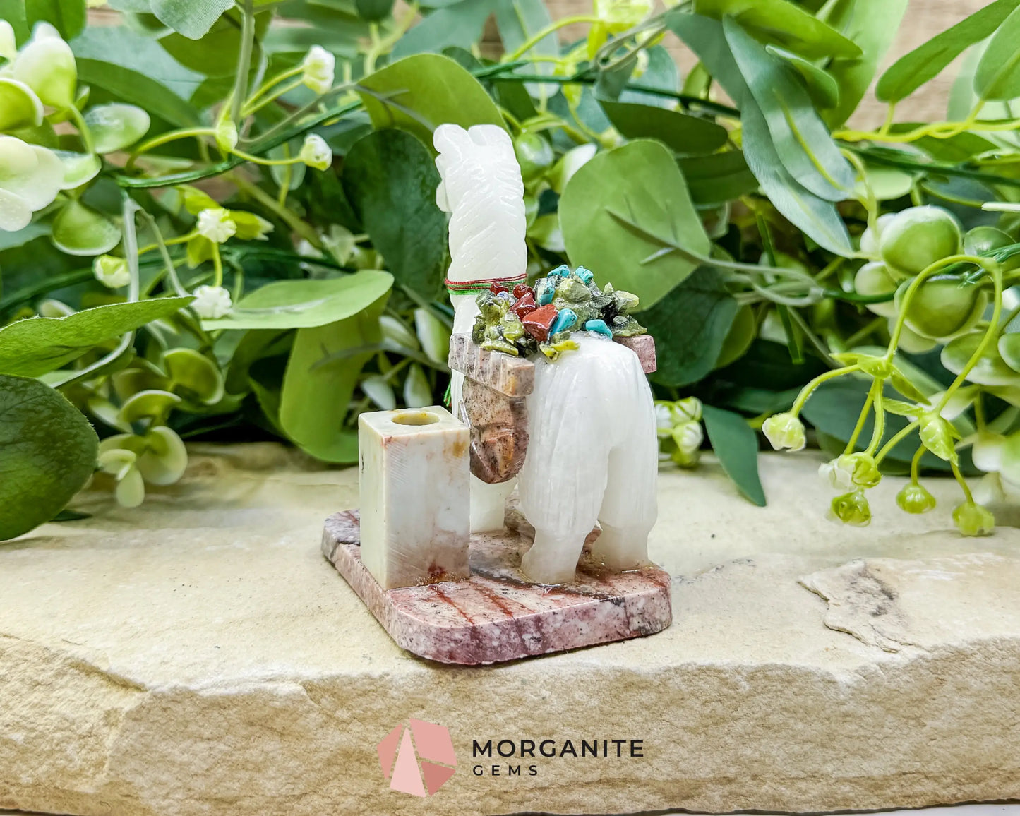 Hand-Carved Llama Crystal Pen Holder (228g) - White Stone Sculpture for Focus & Endurance - Metaphysical Crystals