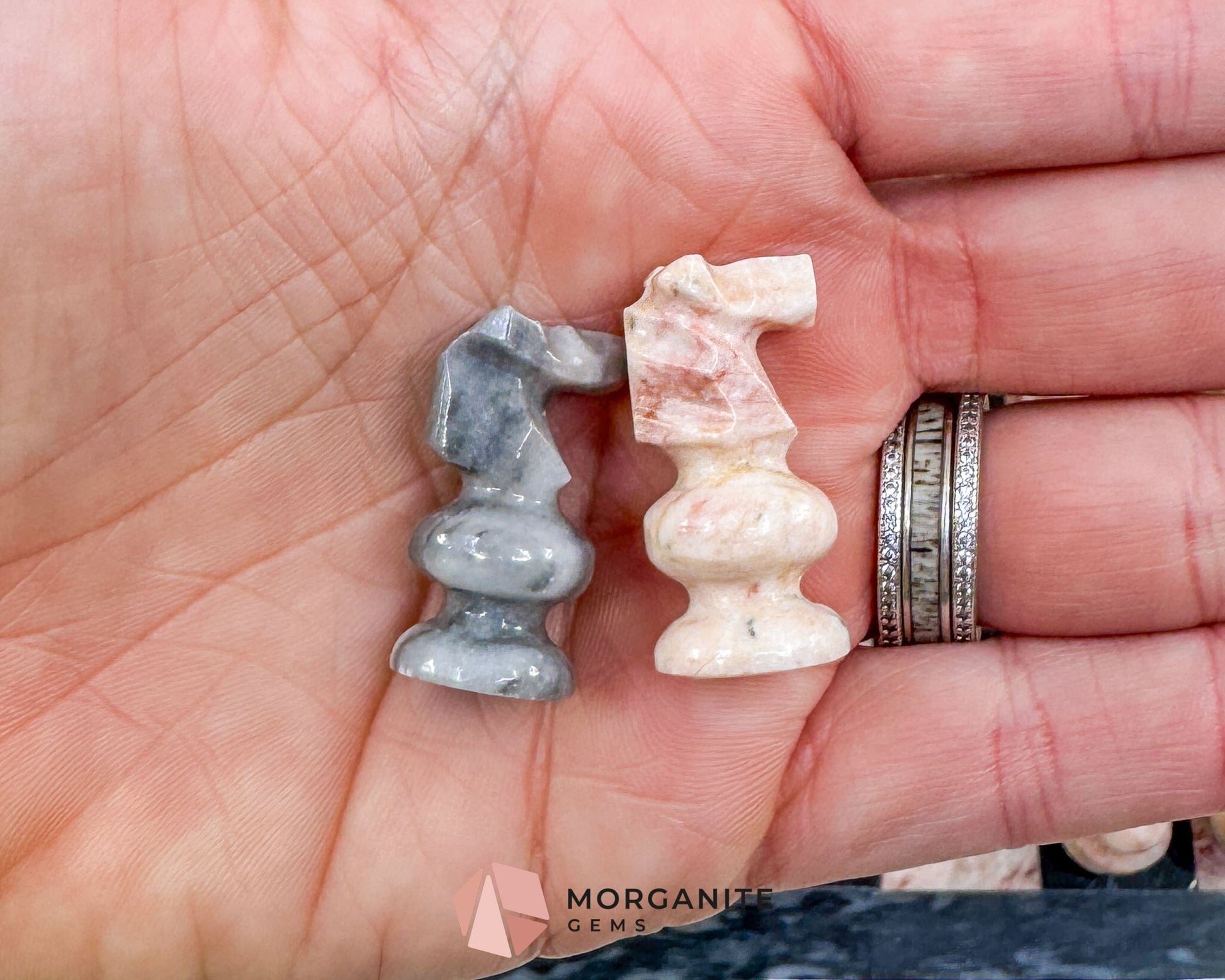 Hand-Carved Mexican Onyx Chess Set (7.75’’) – Compact Pink & Black Stone Strategy Board Game - Home & Living