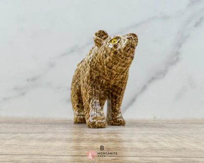 Hand-Carved Soapstone Bear – 3’’ Tall Natural Stone Figurine - Metaphysical Crystals