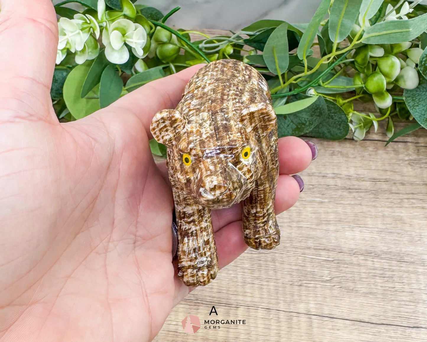 Hand-Carved Soapstone Bear – 3’’ Tall Natural Stone Figurine - Metaphysical Crystals