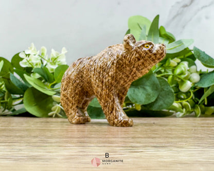 Hand-Carved Soapstone Bear – 3’’ Tall Natural Stone Figurine - Metaphysical Crystals